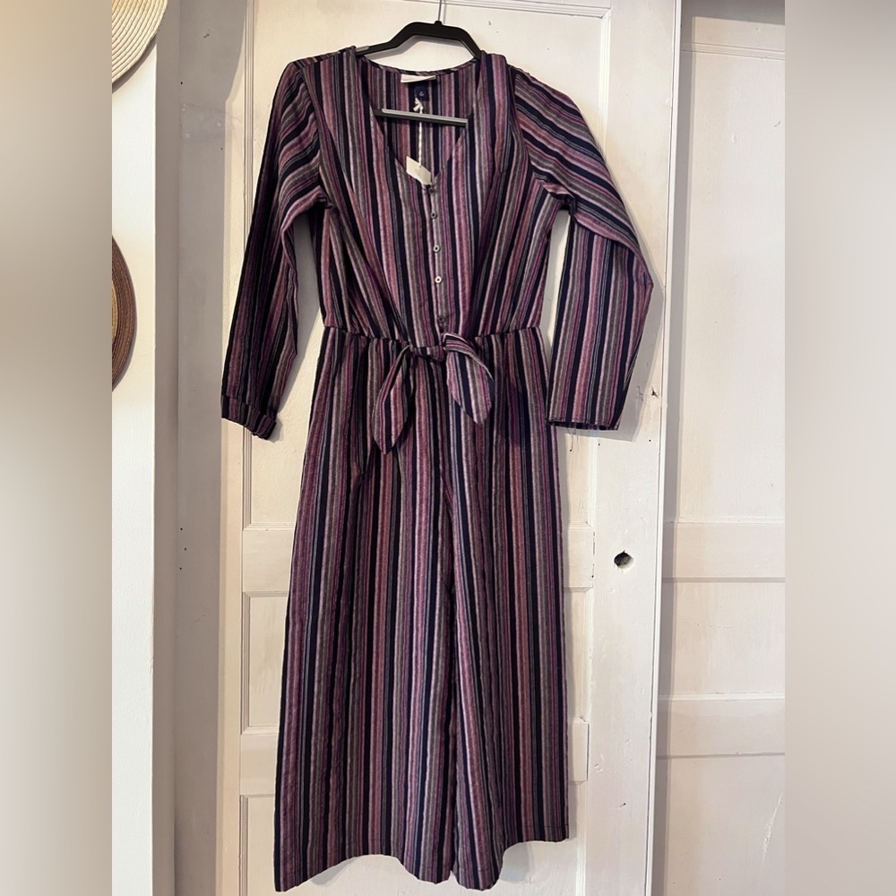 NWT UNIVERSAL THREAD CROP WIDE LEG JUMPSUIT SZ XS STRIPED FALL COLORS